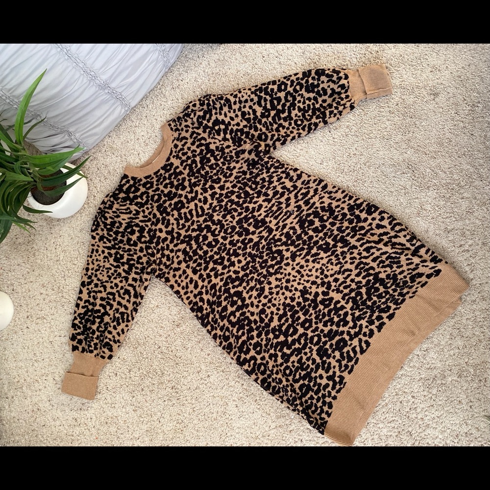 LOFT Cheetah Print Sweater Dress
